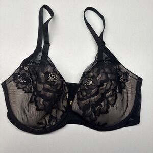 Natori Bra 32DD Black Lace Lined Underwire